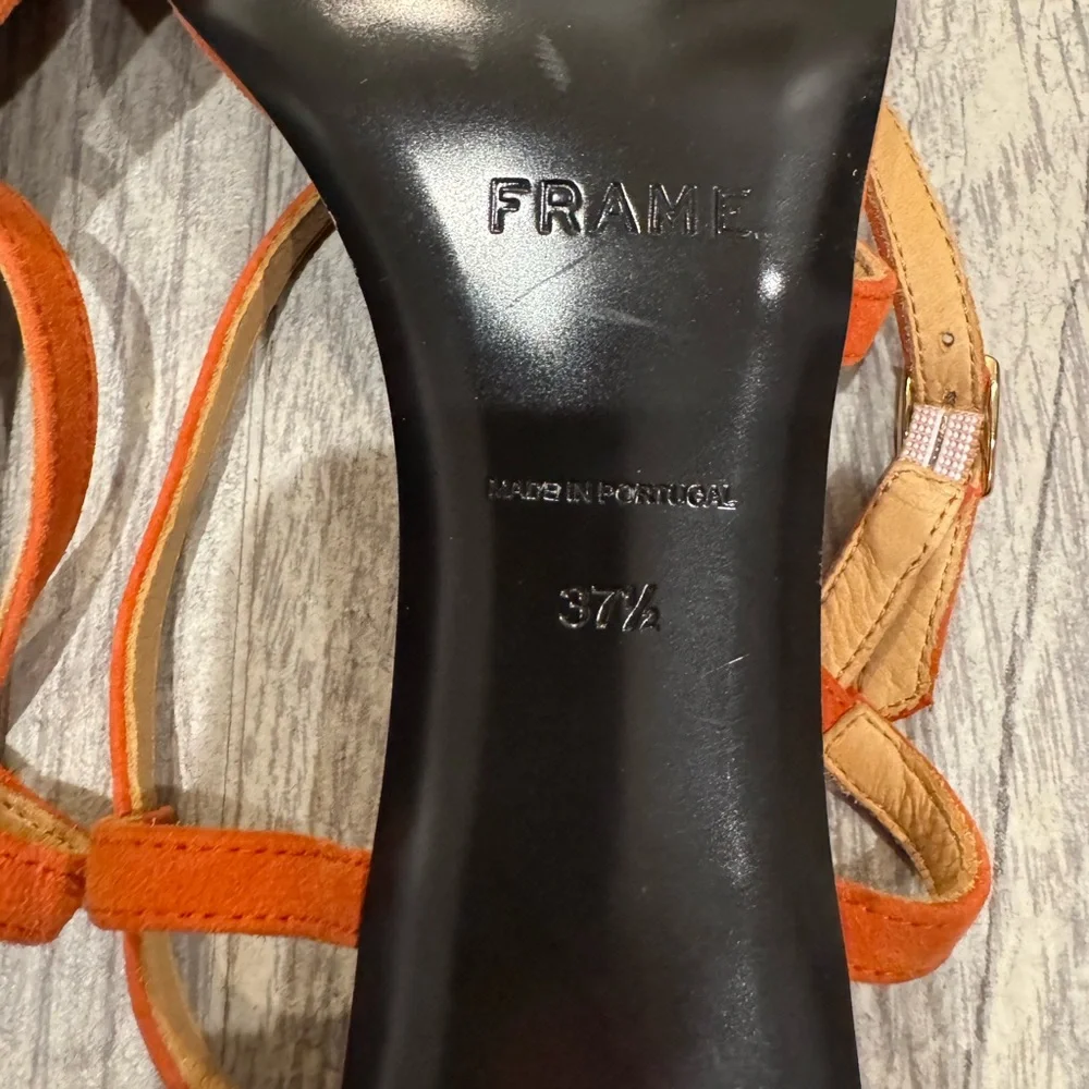 New Frame Orange suede Le Braxton strappy sandal heels